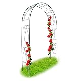 Relaxdays Rankbogen Rosen 233 x 153 x 39 cm HxBxT, Metall Rosenbogen, wetterfeste Rankhilfe mit Verzierung, dunkelgrün, Grün