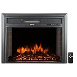 CharaVector Elektrokamin mit Heizung und Kaminfeuer 23' LED Kamin Elektrischer Wandkamin mit Kristall Log Set Timer digitalem Thermostat Fernbedienung für Innendekoration