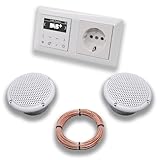 JUNG Smart Radio Unterputzradio DABAWW DAB+ Komplettset JUNG AS 500 System alpinweiß, Komplett-Set mit 2 x Decken Feuchtraumlautsprecher Badezimmer + 20 m Lautsprecherkabel 2x0,75 mm2 + Steckdose