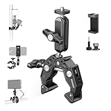 NEEWER Super Clamp Klemme mit 3' Dual Kugelkopf Magic Arm, Cold Shoe, 1/4' Gewinde, Handy/Action Cam Halterung Adapter für Tischstativ Rohr Traverse Gimbal Rods kompatibel mit SmallRig GoPro DJI, ST83