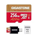 [5 Jahre Datenwiederherstellung] Gigastone 256 GB Micro-SD-Karte, 4K-Kamera Pro, A2 V30 UHS-I U3, bis zu 100 MB/s, für Smartphone, GoPro, Action-Cam, 4K-UHD-Video, Nintendo-Switch, mit Adapter und