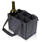Noaxylic Flaschentasche 6 Fäche, Filz Flaschen Tasche, Flaschenträger Filz, Faltbarer Flaschenträger mit Trennwänden, Flaschenkorb, Filztasche, Biertasche, für Wasserflaschen, Weinflasche, Bier, Grau