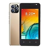 Smartphone Entsperrt, 4,66-Zoll-Handy mit FHD-Bildschirm für Android 10, 1 GB 8 GB Face Unlock Phone Dual Card Dual Standby-Smartphone, 2 MP 5 MP, BT WiFi(Gold)