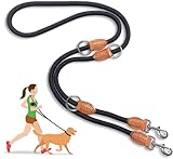 Hundeleine 2.1M Große Hunde Doppelleine Reflektierend, Schleppleine für Hunde, Premium Hunde Leine 3fach Verstellbar Umhängeleine aus Nylon, Führleine Hund Rund und Bissfest mit 2 Karabiner
