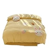 WDICHUHAN Bettwäsche Set Vierteiliges Hasen-Bettwäsche-Set Für Frühling Und Sommer, 4-teiliges Weiches Bettlaken-Set Weich Bettbezüge(Yellow,1.8/2m Bed)