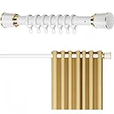 Verstellbare Gardinenstange ohne Bohren, 40–500 cm, Spannstange für Dusch- und Schrankvorhänge, erweiterbar, Edelstahl, Ø, einfach zu installieren, Klemmstange (Weiß 260–350 cm)