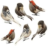 TINA.WIN 6 Pcs Vogels Deko Figuren KüNstliche VöGel Deko Mit Federn Und Clip FüR Garten FrüHling Deko Party Hochzeit Dekoration