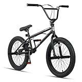 AVASTA Hesper 20 Zoll Kinderfahrrad Freestyle BMX mit 4 Pegs Fahrräder für 6-14 Jahre alte Jungen und Anfänger, Schwarz