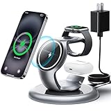 EXW Induktionsladegerät 3-in-1 für iPhone 16/15/14/13/12/Pro/Max/Plus, Apple Watch, AirPods Pro 3/2, schnelle kabellose Ladestation, Ladegerät 18 W inklusive (schwarz)