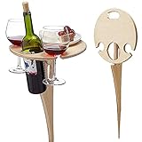 71Nmly Tragbarer Outdoor-Weintisch, rund, zusammenklappbarer Weintisch, Holztisch, Picknicktisch, Campingtisch, Strandtisch, Champagner-Picknicktisch für draußen, Park, Rasen, Strand