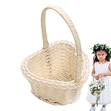Körbe Für Blumenmädchen | Blumenkorb Hochzeit Weiß | Hochzeit Blumenmädchen Körbe | Handgeflochtene Blumenkörbe | Körbchen Weidenkorb Mit Geflochtener Für Zuhause Hochzeit Dekoration