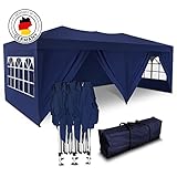 Kronenburg Faltpavillon wasserdicht Pavillon mit 6 Seitenteilen, Gartenzelt, 3x6 m - mit UV Schutz 50+, Blau