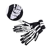 CATIEBYE 2 Paar Skelett Handschuhe Für Halloween Fingerlose Gruselhandschuhe Schwarz Universelle Größe Für Kostüme Und Partys Ideal Für Karneval Und Mottopartys