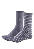 TOMMY HILFIGER Damensocken Doppelpack Uni/Ringel grau Größe 39-42