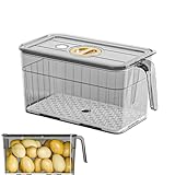 Stackable Fridge Organizer With Lids, Clear Refrigerator Produce Containers, Vegetable Storage Containers With Handles, Food Storage Containers With Drainage Tray, Fruit Storage Containers For Fridge