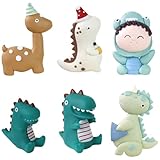 6 Stück Kuchen Toppers Dekoration niedlich Dinosaurier Ornament Kuchen Dekoration niedlich Tier alles Gute zum Geburtstag Kuchen Toppers Dekorationen für Kinder Geburtstag Party Supplies