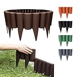 GARDENIX Rasenkante Kunststoff - 2.5m Beeteinfassung Holz, Holzpalisaden Beeteinfassung, Palisaden Beetumrandung, Beetbegrenzung Palisade Braun, Palisade Holzoptik, 10 Module, UV-beständig