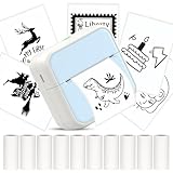 HUIJUTCHEN Mini Drucker, Tragbarer Fotodrucker Bluetooth Thermodrucker Inklusiv Taschendrucker Aufkleber Drucker für iOS und Android mit 10 Rollen Thermopapier für Fotos, Notizen, Memos, DIY