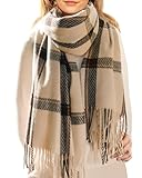 FURTALK Damen Herbst Winter Großer Karo Warm Weich Schal