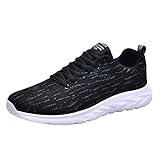 Sneakers für Herren und Herren, einfarbig, Netzstoff, Freizeitschuhe, bequem, atmungsaktiv, weiche Sohle, Herrenschuhe, Turnschuhe, Schwarz , 41 1/3 EU