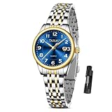 Taxau Armbanduhr Damen Einfach Klein Zifferblatt - Damenuhr mit Datum Wasserdicht - Klassisch Uhr Damen Quarzuhr Gold Silber Edelstahlband