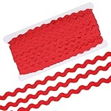 RIC Rac Trim, 5mm 25m Rote Wellenförmige Geflochtene Borte Fransenbesatz Gewebte Spitze Ric Rac Band für Nähen Kleidung Kleid DIY Basteln Geschenkverpackung Hochzeit Weihnachtsfeier Dekoration