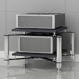 WOTZOV AV-Medienständer, Audio-Rack-Eckregal, moderner Medienschrank, offenes Entertainment-Center mit Metallrahmen, Audio-Video-Ständer mit stoßdämpfenden Nägeln，Silver 2 Tier 70x70x50CM