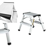 DRABEST Trittleiter Klapptritt Aluleiter Haushaltsleiter beidseitig begehbar 2 x 2 Stufen bis 125 kg belastbar