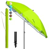 4smile Strandschirm SunnyJoy, Ø 180 cm Grün - UPF 50+ Sonnenschirm Strand mit Hülle, Sonnenschirm Balkon - Strandschirm windfest stabil, platzsparender Balkon Schirm als Ersatz für Kurbelschirm