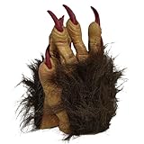AOpghY Therian Handschuhe realistische Latex -Monsterhände mit Fell und dunkelroten Langen Nägeln gruselige Latex -Requisiten Plüsch Halloween Handschuhe Dress -up Waren