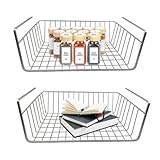 Unterregal Aufbewahrungskorb, Hängekorb Metall Hängekorb Regal Unter Schrank Hängekorb Metall Korb-Organizer Regaleinhängekorb für Küche, Büro, Speisekammer, Bad, Schrank(2 Stück, silberfarben)