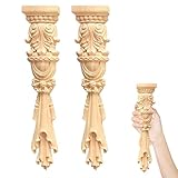 Sctmda Holzornamente für Möbel 2 Stück Holz Ornamente Ecke Onlay Applique Möbel Holzornamente Ornamente möbel barock style für Möbel Vintage Style Nicht Lackiert Geschnitzte Möbel 30X6cm