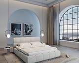 Komplettbett Puente als Designerbett mit Matratze Topper Bettkasten - Stauraum - Bett in Bouclè Weiss (160x200 cm)