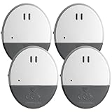 Ultra-Dünner Fensteralarm, 4 Stück Glasbruchalarm mit Lautem 130dB Alarm, Glasbruchmelder, Türalarm Fensteralarm, Mini-Alarmanlage Aufkleber Alarmanlage mit Erschütterungssensor, Silber