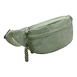 Bauchtasche Cord Damen Umhängetasche Cords mit Schultergurt Einstellbar Modische Cord-Hüfttasche Freizeit Sport Hüfttaschen Grün Crossbody Bag für Damen, Herren