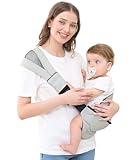 GAGAKU Kindertrage Seitlich Babytragetuch Trage Baby mit Rutschfestem Hüftsitz Tragetuch Kleinkind Hüfttrage Kleinkindtrage Ergonomischer Tragehilfe Babytrage ab 6 monate (6.4-20 kg) - Hellgrau
