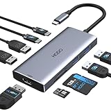 HODO USB C Hub für Macbook, USB-C Adapter Multiport 9 in 1 mit 4K 60Hz HDMI, 100W PD, SD TF Kartensteckplatz, 4USB und USBC Datenport, Type-C Dongle für Mac Book Pro Air/iPad/Surface/HP