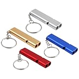 4 Stück Trillerpfeife, WOLMIK Signalpfeife Trillerpfeife Laut Notfall, Trillerpfeifen Metall Notfallpfeife mit Schlüsselanhänger, Schiedsrichter Outdoor Notfall Survival Pfeife