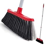 Schaufel Kehrbesen Besen mit Stiel Draußen Innenbereich haushaltsbesen mit Langem Ausziehbarem Griff Aufrecht Besen Breite 35cm Gartenbesen für Wohnung Laub Küche Zuhause Büro Fußboden Reinigung Rot