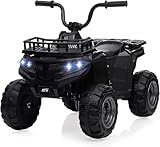 Elektro Quad, 12V Für Kinder Ab 2-5 Jahren, Elektrische ATV Mit LED-Lichtern, Musik Stoßfestem, Batterie & Sicherer Geschwindigkeitskontrolle, Noir