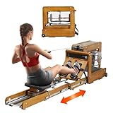 Premium Rudergerät Wasser für Zuhause, Rudergerät Wasser, Rudergerät für Zuhause Klappbar, Kompatibel mit FITLOG APP, Bluetooth-fähig, aus Eichenholz, LCD-intelligenten Display, Ganzkörpertraining