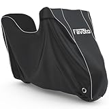 Favoto Motorradabdeckung Wasserdicht Motorrad Abdeckpane Outdoor 300D Oxford für Motorräder Elektroroller mit Topcase Trunk Koffer Reflektionsstreifen Schloss-Loch 245cmx105cmx130cm