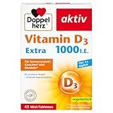 Doppelherz Vitamin D 1000 - Vitamin D als Beitrag zur normalen Funktion des Immunsystems, der Knochen & Muskelfunktion - 45 Mini-Tabletten