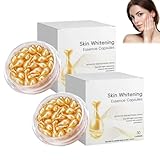 Skin Whitening Essence Capsules, Hautaufhellungs-Essenzkapseln, Gesichtsserum-Kapseln, Aufhellende Weißmachende Anti-Aging Haut Kapseln, für Gesicht und Körper, für Männer und Frauen (2PC)