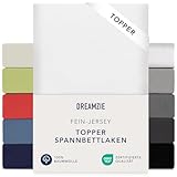 Dreamzie Premium Topper Spannbettlaken 180x200 cm - 200x200 cm - extra niedriger Seitenhöhe - für Topper - Topperauflage - Spannbetttuch Jersey Baumwolle, 150 g/m² - Oeko-TEX - Weiß