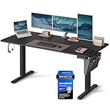 SONGMICS Höhenverstellbarer Schreibtisch elektrisch, 160 x 70 cm, stufenlos verstellbar, Memory-Funktion mit 4 Höhen, tintenschwarz LSD136B01
