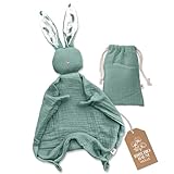 Mikito Schnuffeltuch Baby Hase - Musselin Schmusetuch als Baby Geschenk zur Geburt von Junge & Mädchen/Schnuffeltücher & Trösterchen/Kuscheltier Baby
