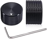 Taiss/2 Stücke Drehknopf für elektronisches Potentiometer aus Aluminium, schwarz, für Welle mit 6 mm Durchmesser, Lautstärkeregler, Audioknopf, Gitarrenknopf, Schaltknopf, 20 mm x 15,5 mm Höhe