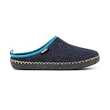 NUVOLA. Hausschuhe Herren Damen Rutschfester Sohle warm gepolstert bequem dunkelblau/blau 37 EU