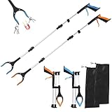 2PCS Faltbare Greifer, 109 cm Langer Greifzange für Senioren mit Magnetspitzen, 360° Drehbarer Kopf Müllzange Greifzange Greifhilfe, für die Müllabfuhr, Abfallsammlung, Armverlängerung, 2 Farben